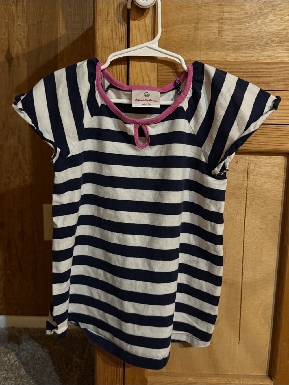 Nautica Navy & White Striped Short-Sleeve Tee with Pink Trim